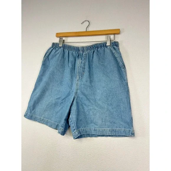 90s Vintage White Stag Women 10 Blue Denim High Waist Elastic Mom Shorts USA - Picture 8 of 8
